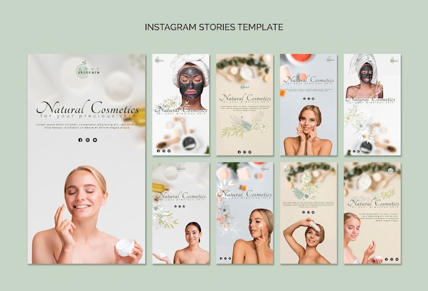 Modello di storie di instagram di cosmetici naturali