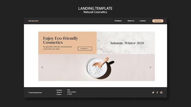 Natural cosmetics landing page template