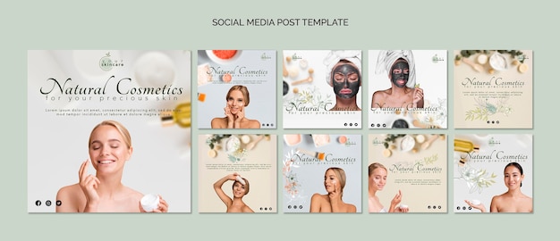Natural cosmetics social media post template