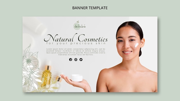 PSD gratuito banner modello cosmetici naturali