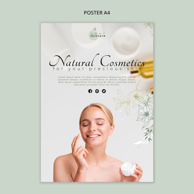 Poster di modello di cosmetici naturali