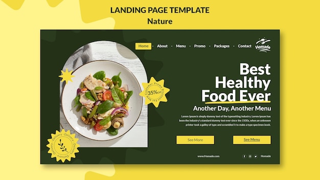 Free PSD natural food landing page template