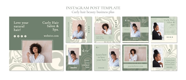 無料PSD 自然な髪とヘアケアのinstagram投稿コレクション