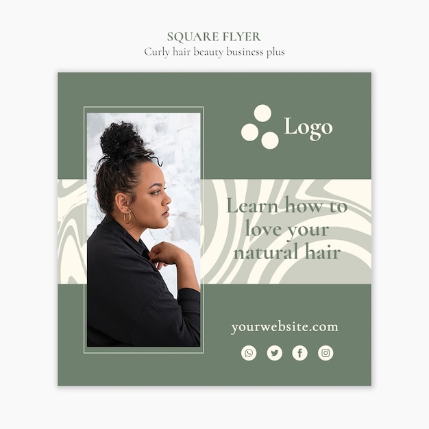 Natural hair and haircare square flyer template