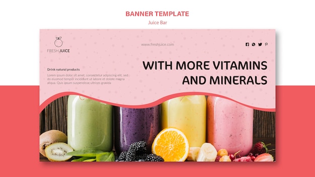 Natural juice bar banner template design