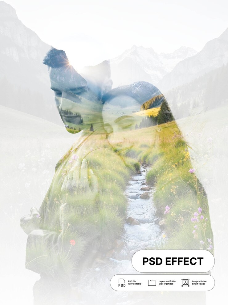 Бесплатный PSD естественный ландшафтный фотоэффект