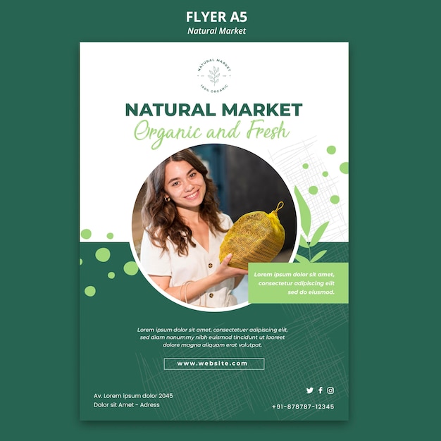 Natural market concept flyer template