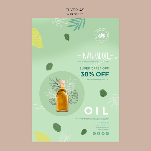 Volantino di offerta speciale di olio naturale