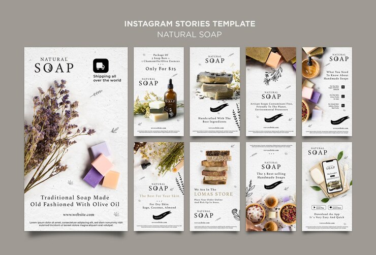 無料PSD ナチュラルソープコンセプトinstagramストーリーテンプレート