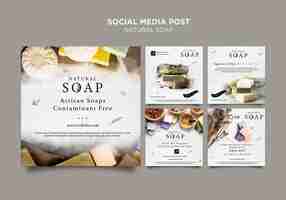 Free PSD natural soap concept social media post template