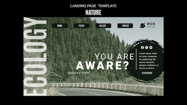 Free PSD nature concept landing page