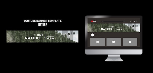 PSD gratuito banner di youtube del concetto di natura