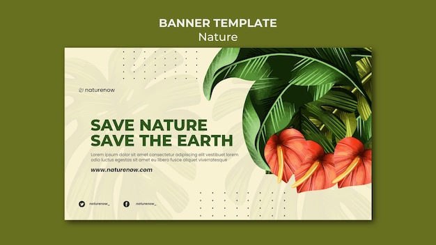 PSD gratuito modello di banner orizzontale di conservazione della natura