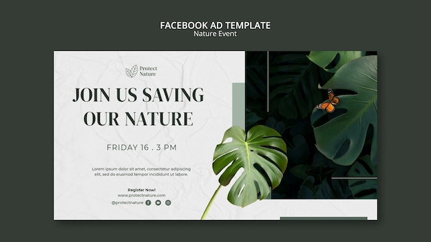 Free PSD nature conservation social media promo template with vegetation