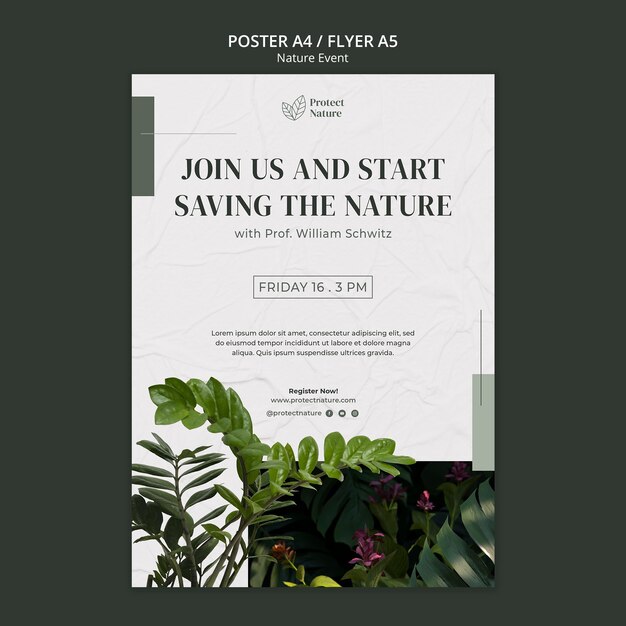 nature conservation vertical poster template with vegetation