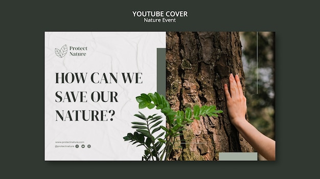 Free PSD nature conservation youtube cover template with vegetation