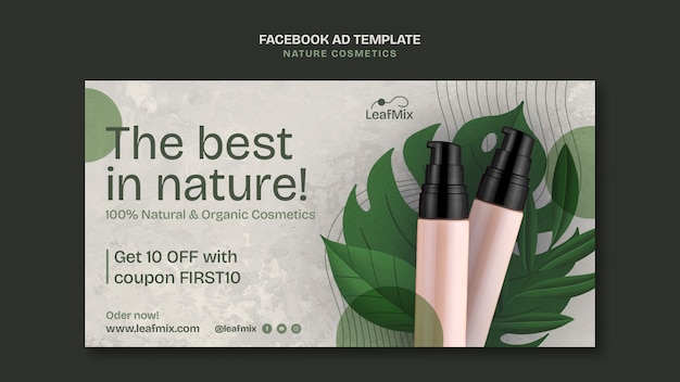 PSD gratuito modello facebook per i cosmetici naturali