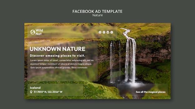 PSD gratuito modello facebook per l'esplorazione della natura