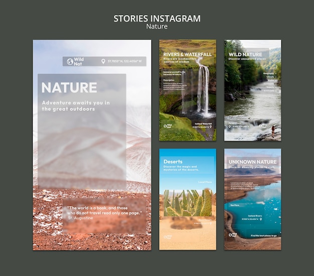 Storie di instagram di esplorazione della natura