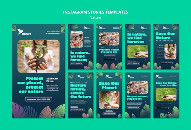 PSD gratuito storie di instagram di esplorazione della natura