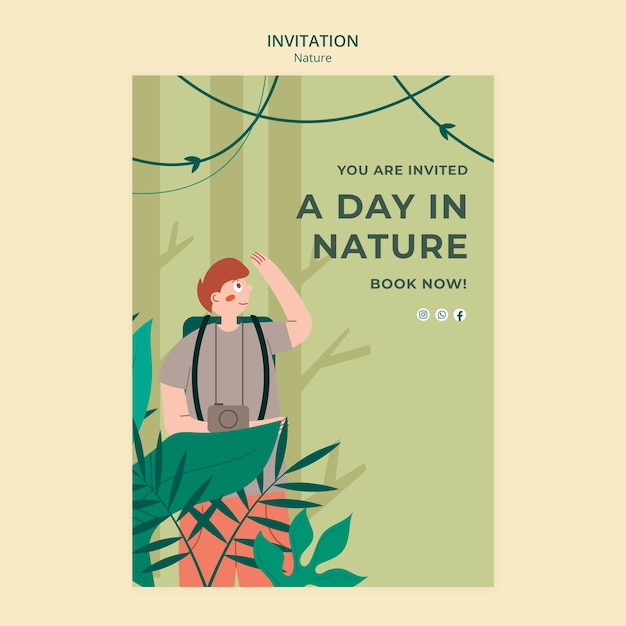 Free PSD nature exploration and outdoors adventure invitation template