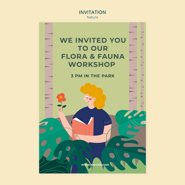 Free PSD nature exploration and outdoors adventure invitation template