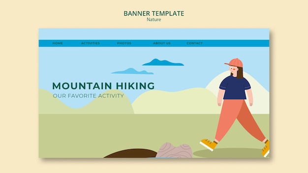PSD gratuito modello di pagina di destinazione per l'esplorazione della natura e l'avventura all'aria aperta