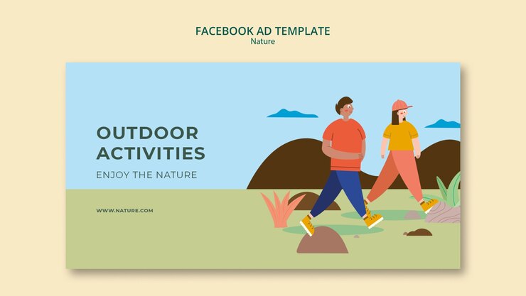 Free PSD nature exploration and outdoors adventure social media promo template