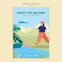 Free PSD nature exploration and outdoors adventure vertical poster template