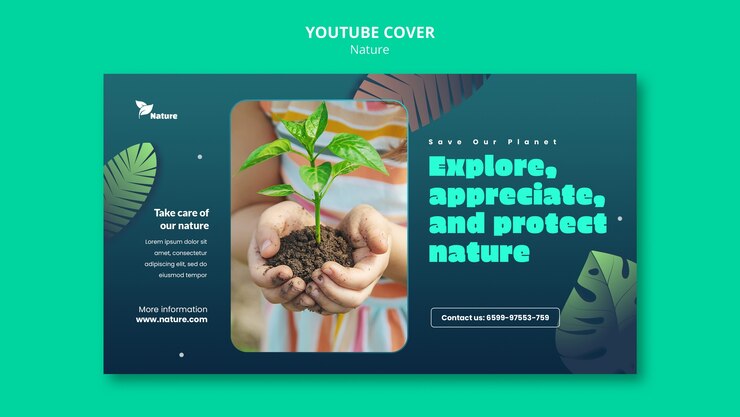 Free PSD nature exploration youtube cover template