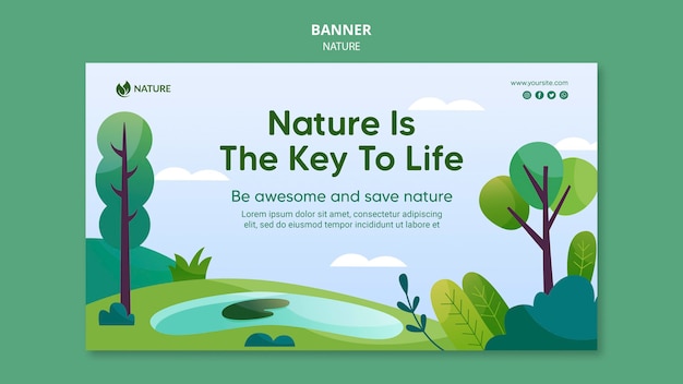 Free PSD nature is the key of life banner template