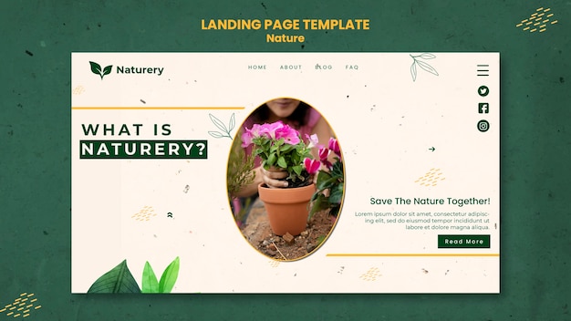 Free PSD nature landing page template design