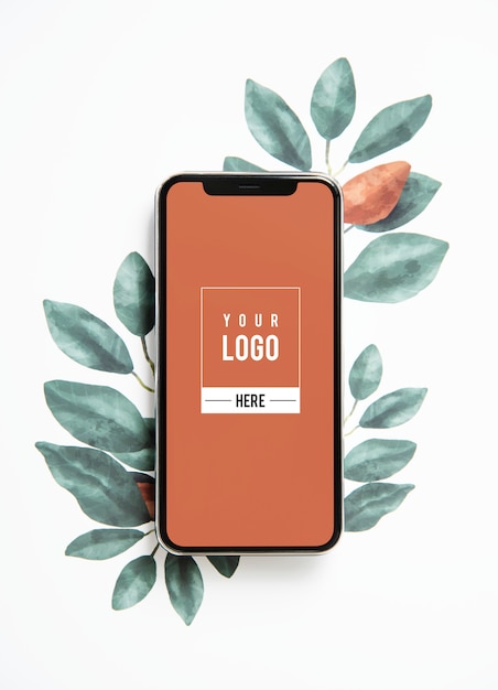 Free PSD nature mobile phone screen mockup