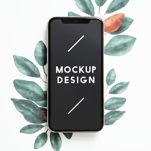 Mockup di schermo del telefono cellulare natura