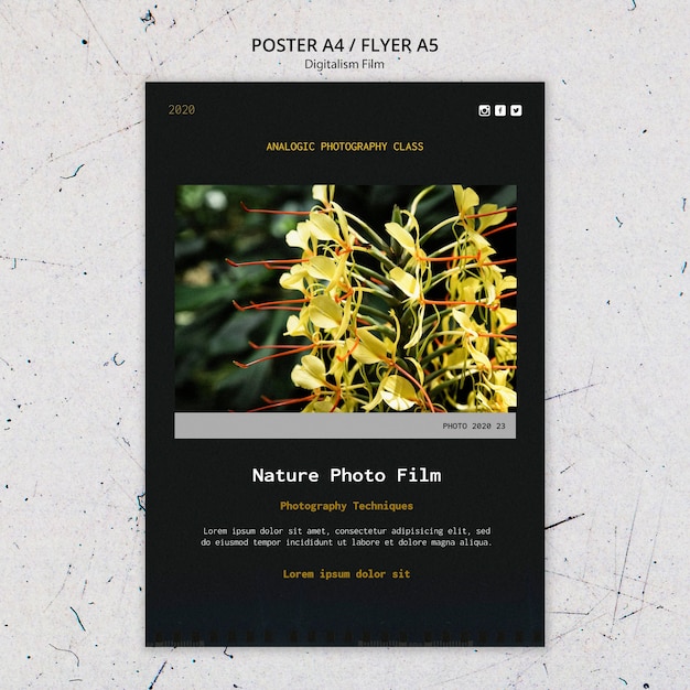 Nature photo film flyer template