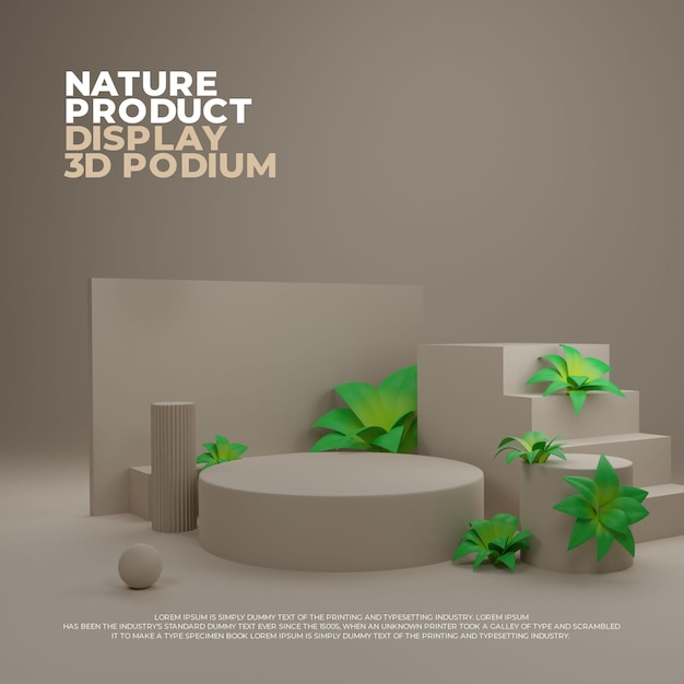 Nature plant 3d realistic podium product promo display