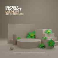 Free PSD nature plant 3d realistic podium product promo display