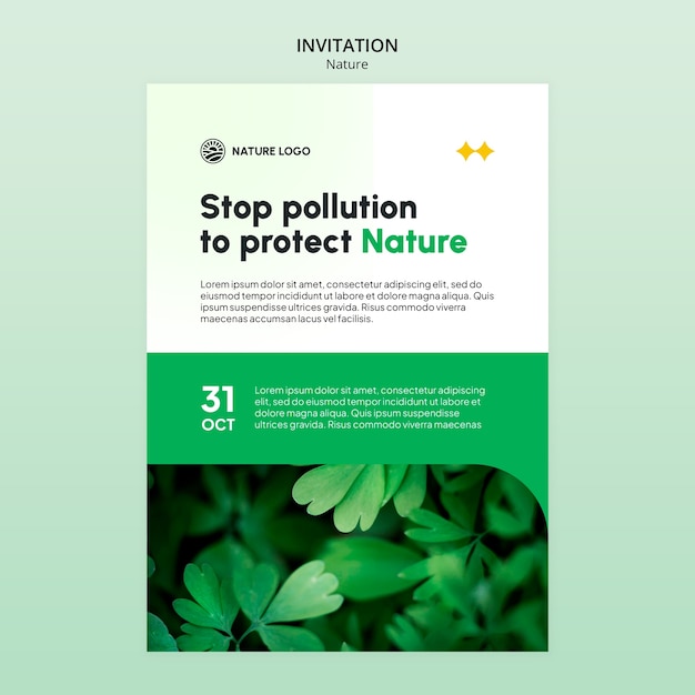 Free PSD nature protection invitation template