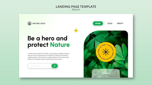 Free PSD nature protection landing page template