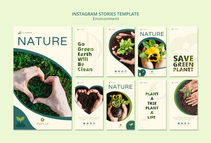 Free PSD nature and seedlings instagram stories template
