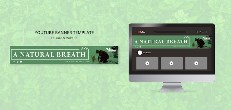 Free PSD nature and wildlife youtube banner template