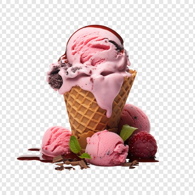 Neapolitan ice cream isolated on transparent background