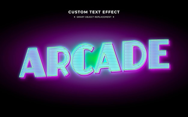 Free PSD neon arcade 3d text style effect