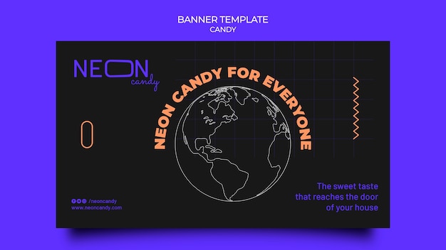 Free PSD neon banner template for candy store