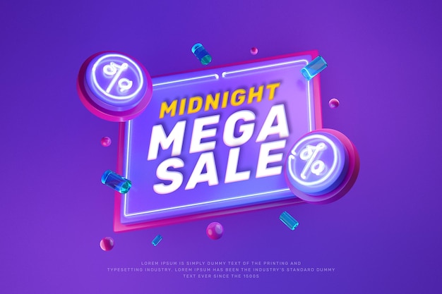 Neon discount sale promotion banner