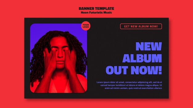 PSD gratuito modello di banner pubblicitario di musica futuristica al neon