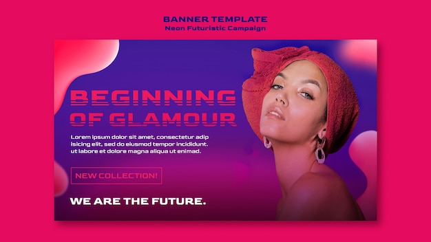 PSD gratuito banner modello futuristico al neon