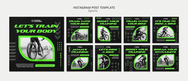 Collezione di post di instagram in bicicletta verde neon