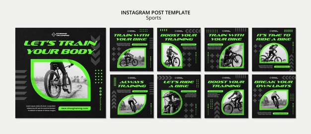 Neon green biking instagram posts collection