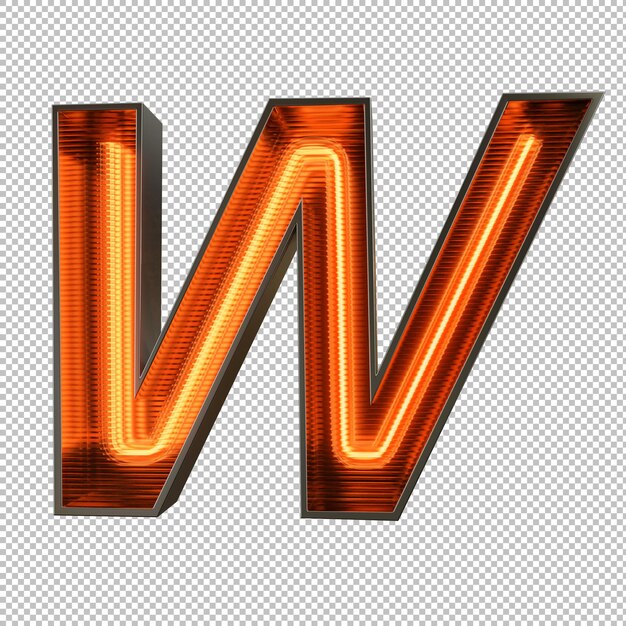 Free PSD neon light alphabet on transparent background